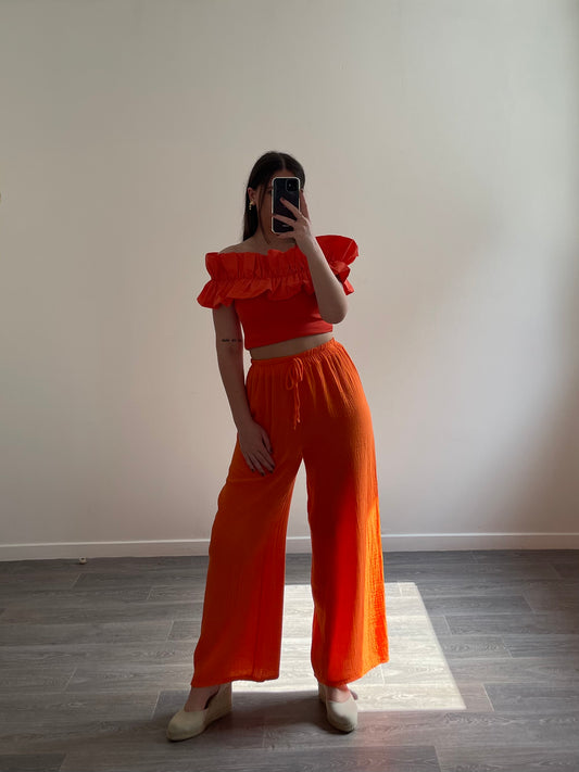 Pantalon en gaze de coton Orange